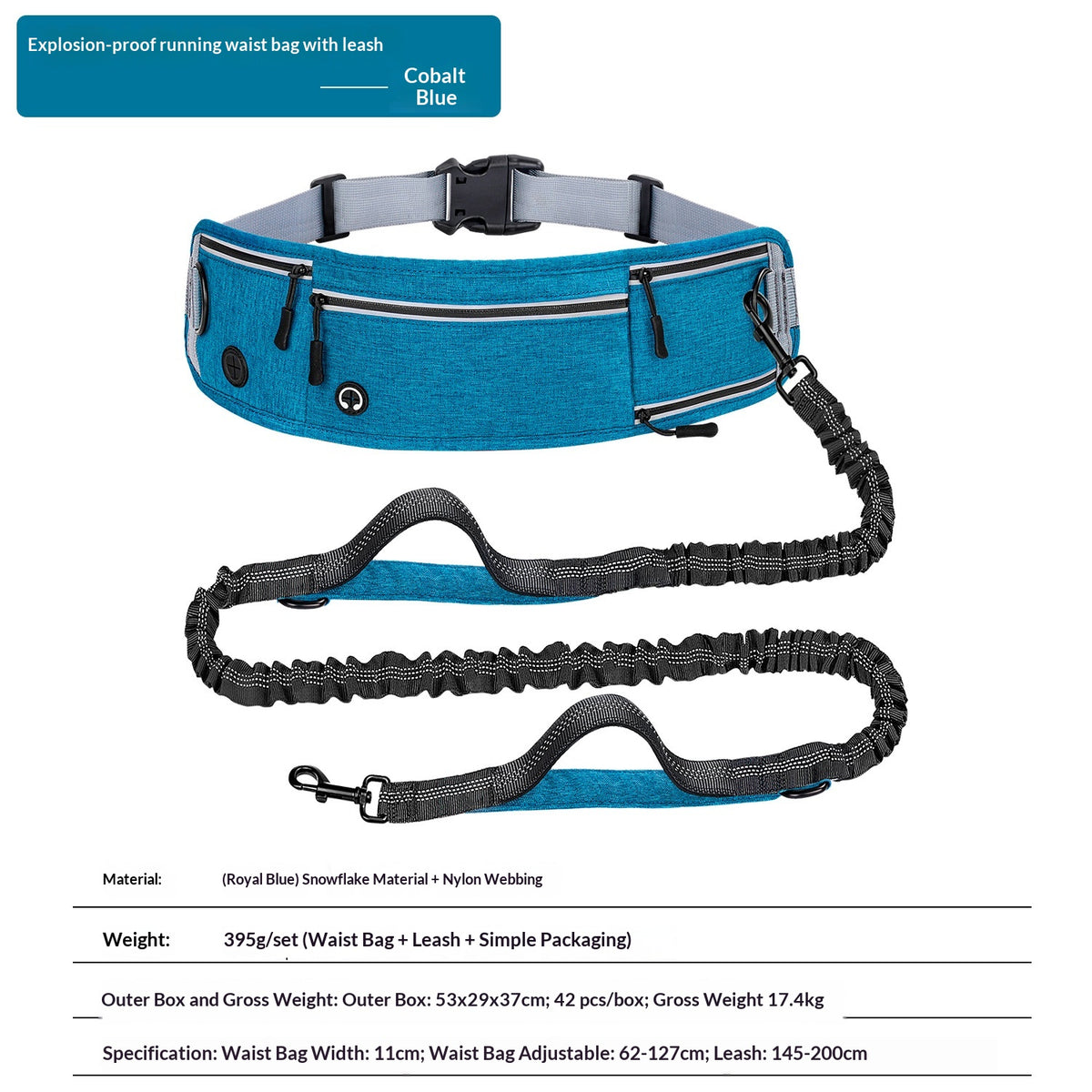 Hands-Free Dog Running Leash with Waist Belt