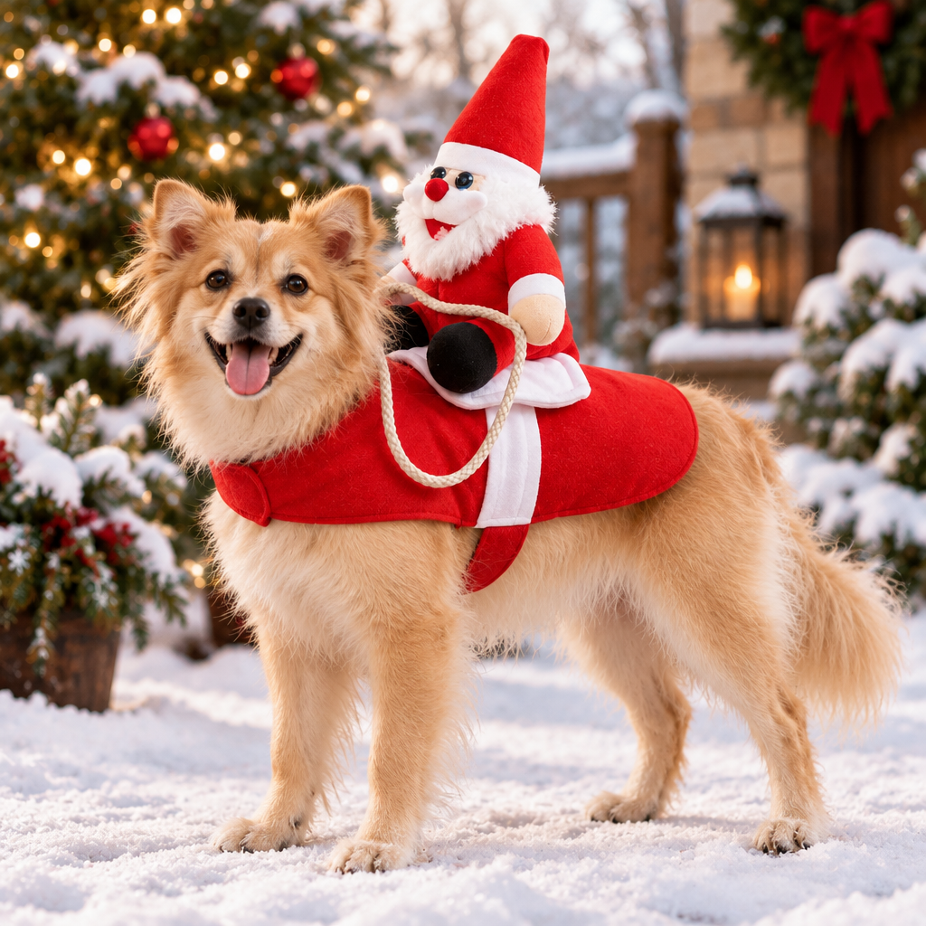 Tailwise Santa Rider Pet Christmas Costume
