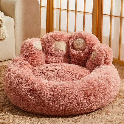 Plush Paw-Shaped Dog Bed