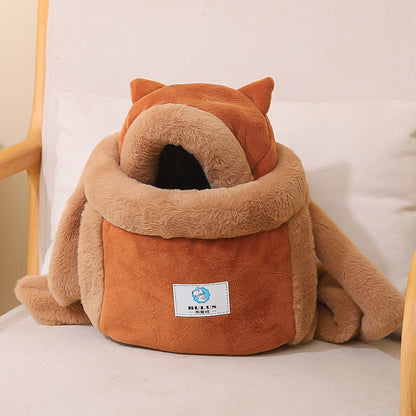 Winter Plush Cat Carrier Backpack
