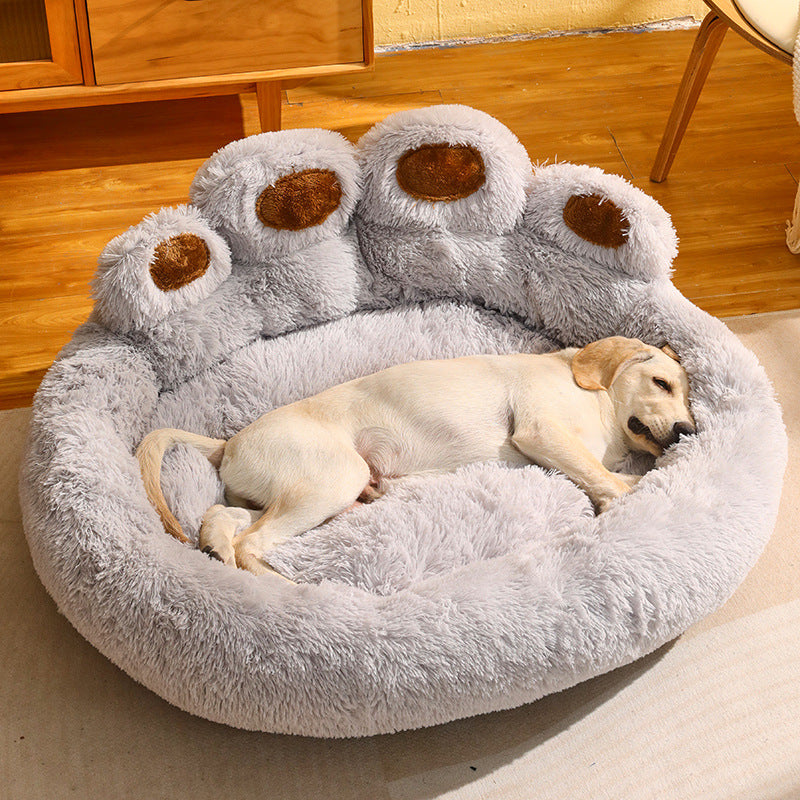 Plush Paw-Shaped Dog Bed