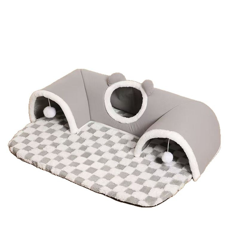 3-in-1 Cat Tunnel Bed & Play Mat