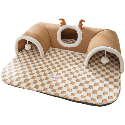 3-in-1 Cat Tunnel Bed & Play Mat