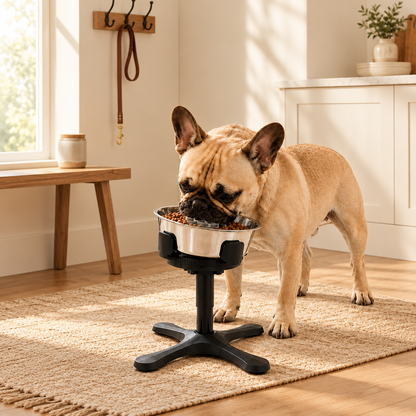 Elevated Tilted Dog Bowl for French Bulldogs