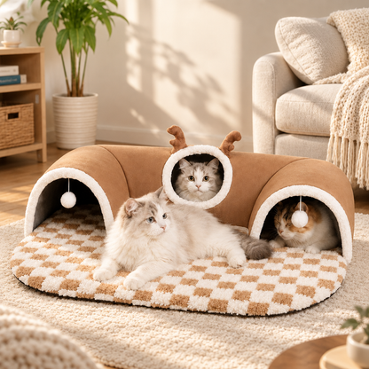 3-in-1 Cat Tunnel Bed & Play Mat