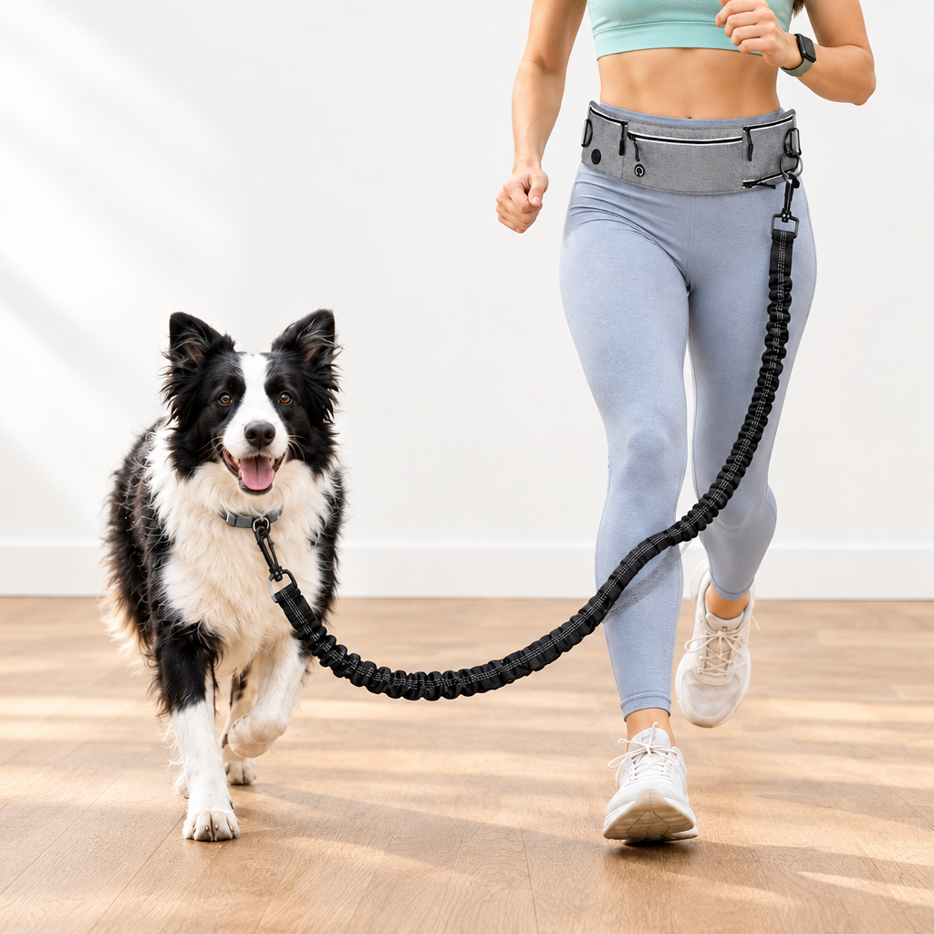 Hands-Free Dog Running Leash with Waist Belt