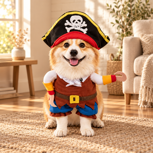 Pirate Dog Costume with Hat & Hook Arms