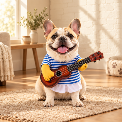 Guitar Player Dog Costume with Fake Arms