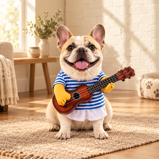 Guitar Player Dog Costume with Fake Arms