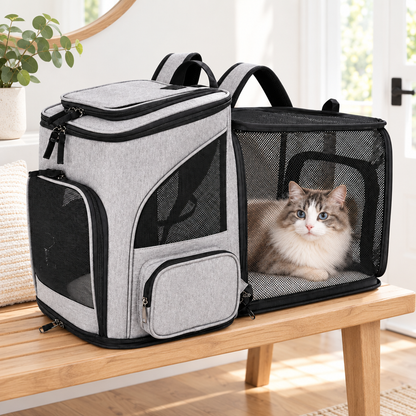 Expandable Pet Carrier Backpack for Cats & Small Dogs