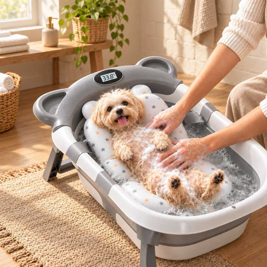 Collapsible Pet Bathtub with Digital Thermometer