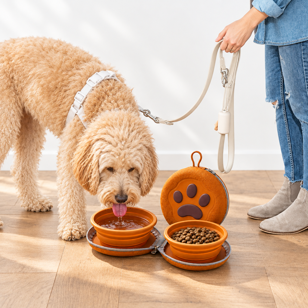 Paw-Shaped Collapsible Pet Travel Bowl Set