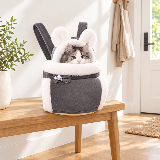 Winter Plush Cat Carrier Backpack
