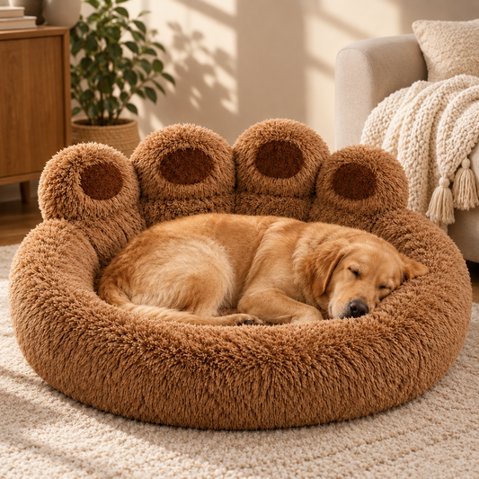 Plush Paw-Shaped Dog Bed