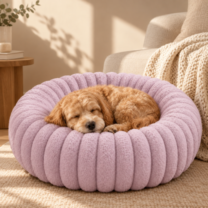 Plush Donut Dog & Cat Bed with Raised Rim