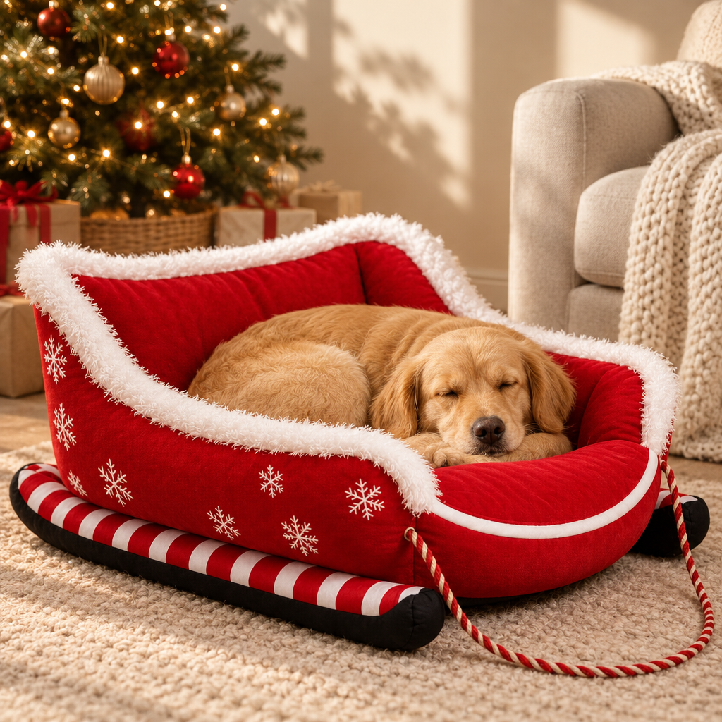 Christmas Sleigh Dog Bed