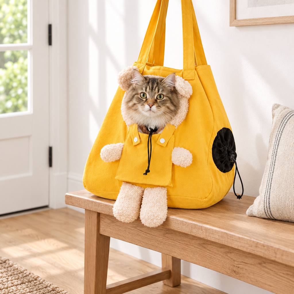 Plush Bear Cat Carrier Tote