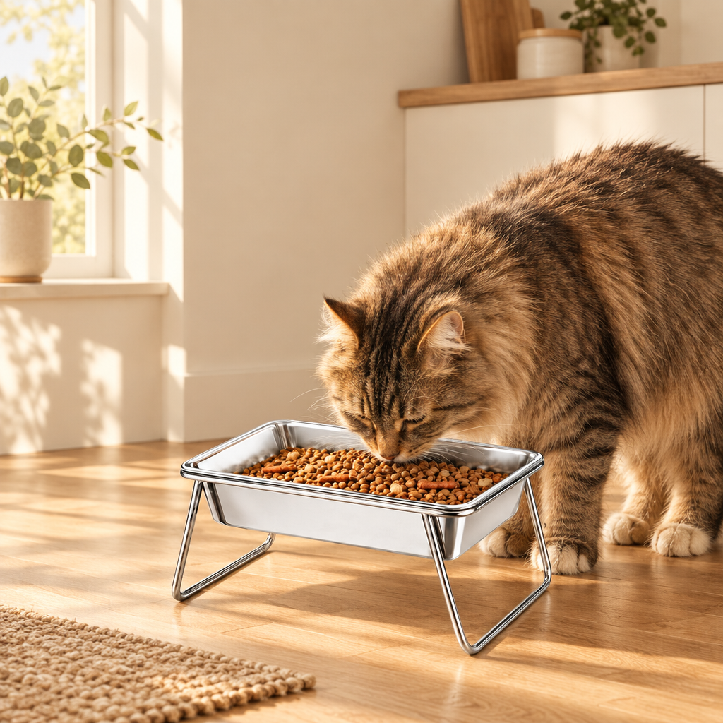 Elevated Stainless Steel Pet Bowl with Stand