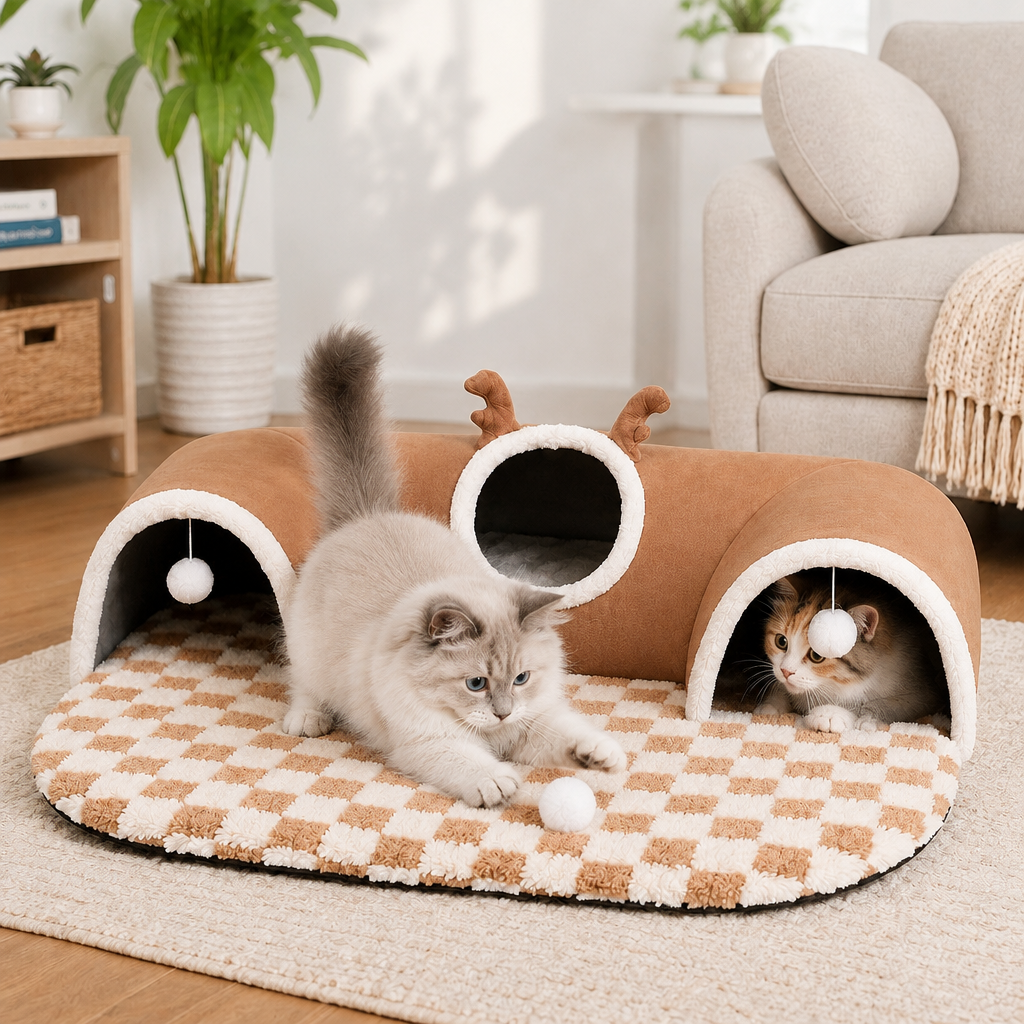 Tailwise 3-in-1 Cat Tunnel Bed & Play Mat
