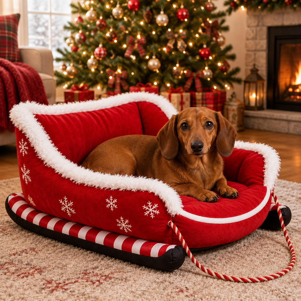 Tailwise Christmas Sleigh Dog Bed