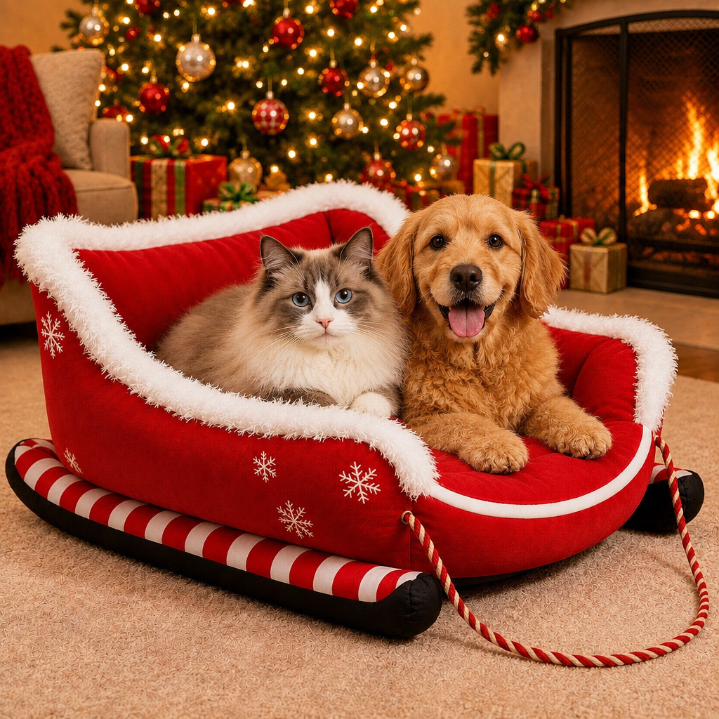 Tailwise Christmas Sleigh Dog Bed