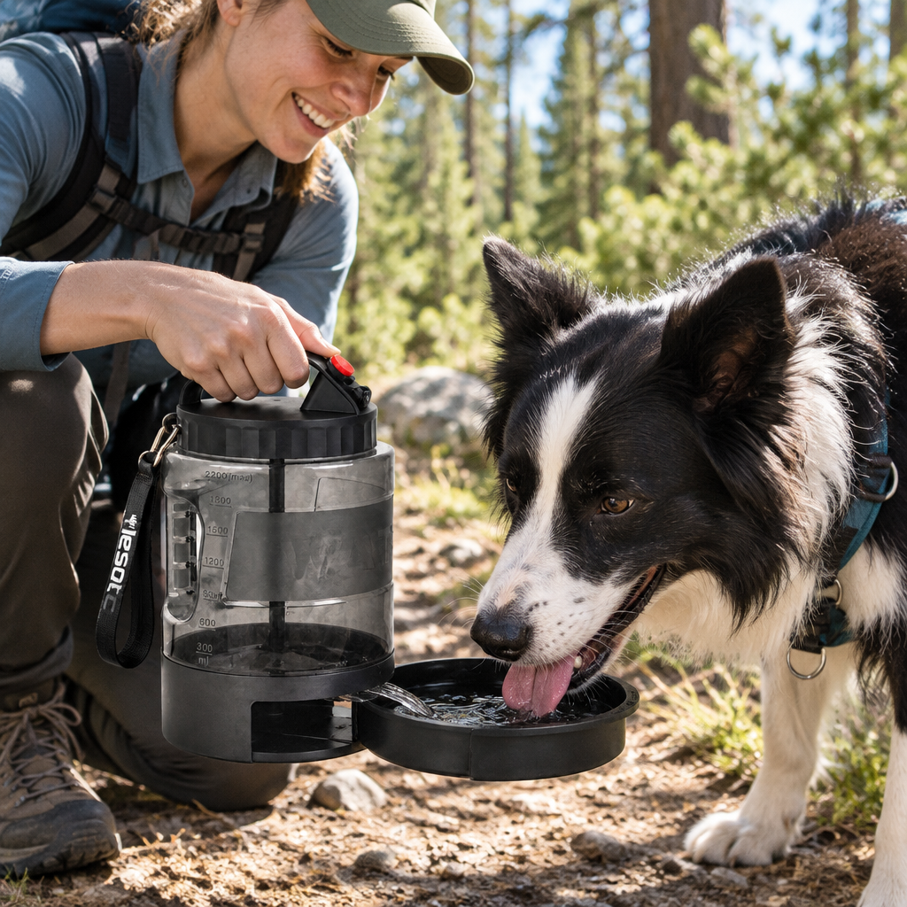 Tailwise 2.2L Portable Dog Water Bottle with Bowl