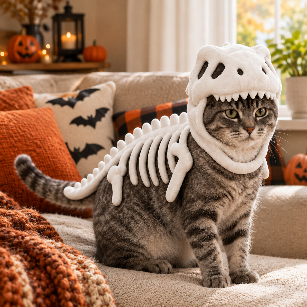 Tailwise Plush Dinosaur Skeleton Pet Costume
