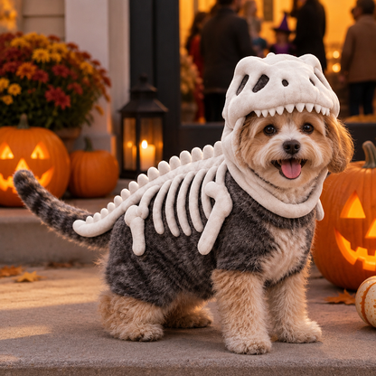Tailwise Plush Dinosaur Skeleton Pet Costume