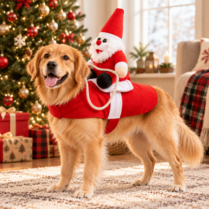 Tailwise Santa Rider Pet Christmas Costume