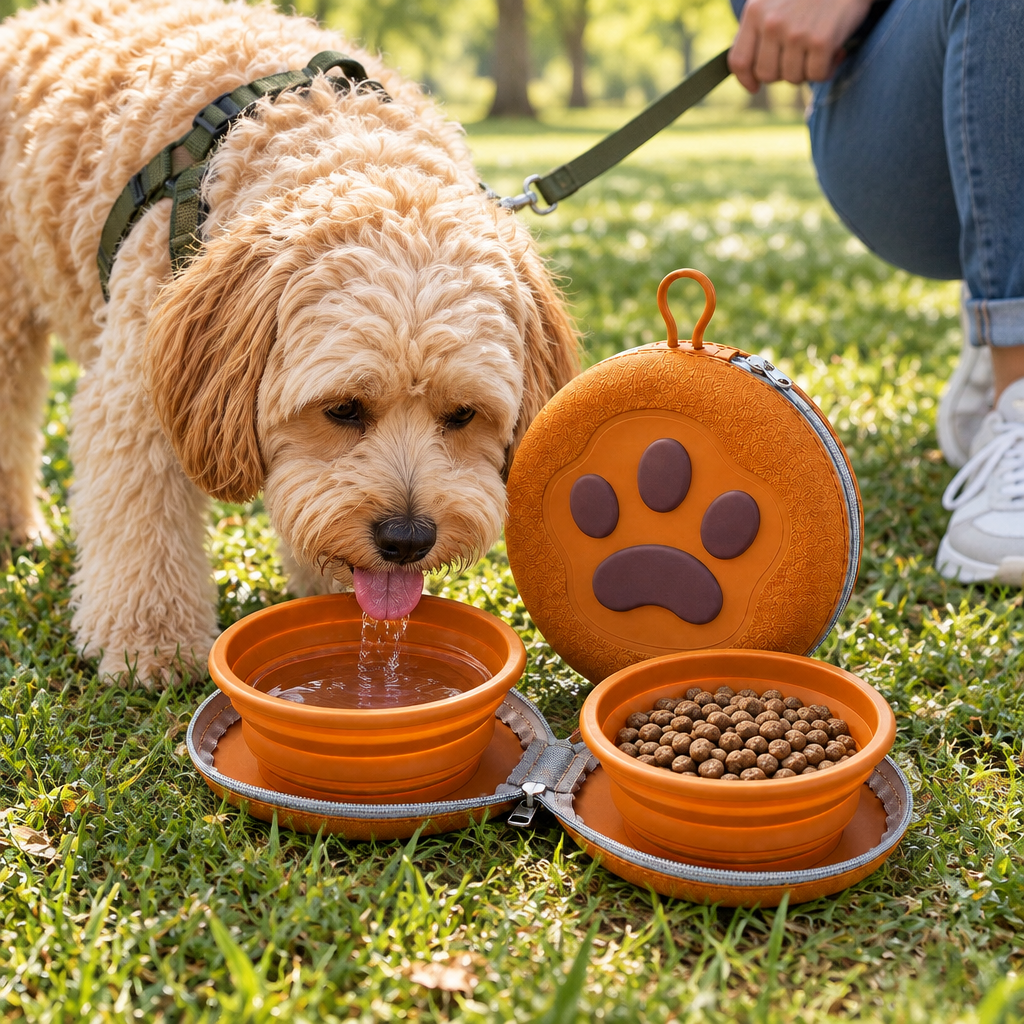Tailwise Paw-Shaped Collapsible Pet Travel Bowl Set