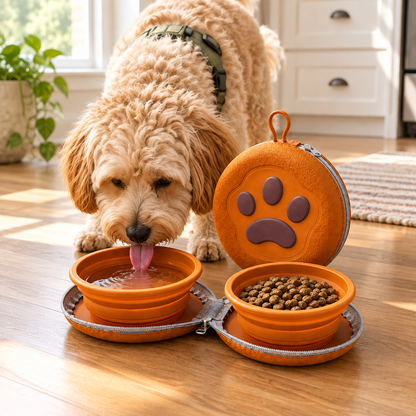 Tailwise Paw-Shaped Collapsible Pet Travel Bowl Set