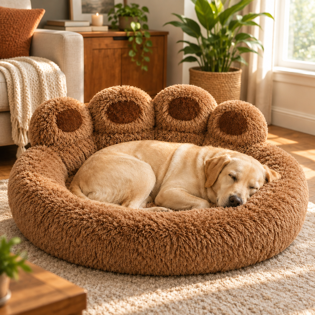 Tailwise Plush Paw-Shaped Dog Bed