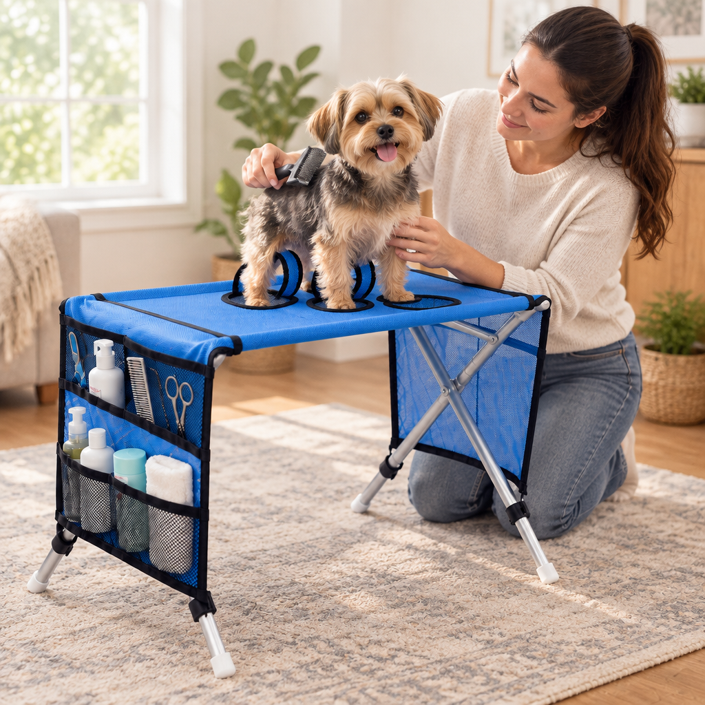 Tailwise Foldable Pet Grooming Table with Leg Openings
