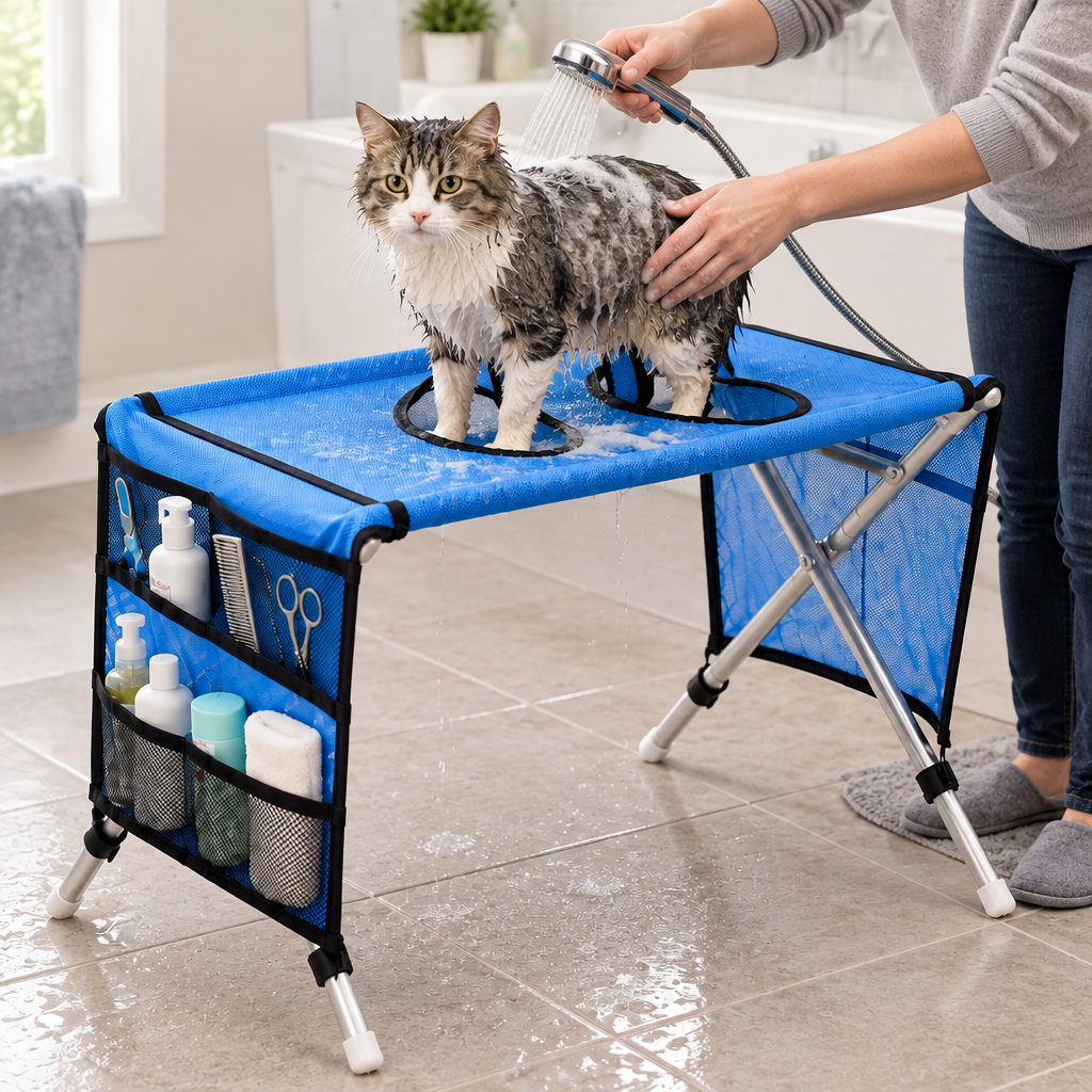 Tailwise Foldable Pet Grooming Table with Leg Openings