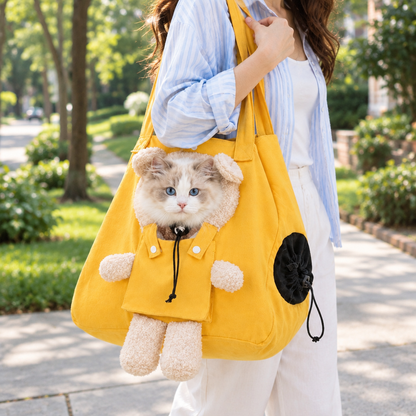 Tailwise Plush Bear Cat Carrier Tote