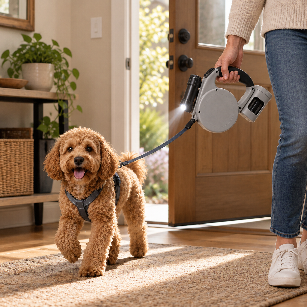 Tailwise 3-in-1 Retractable Dog Leash with Flashlight