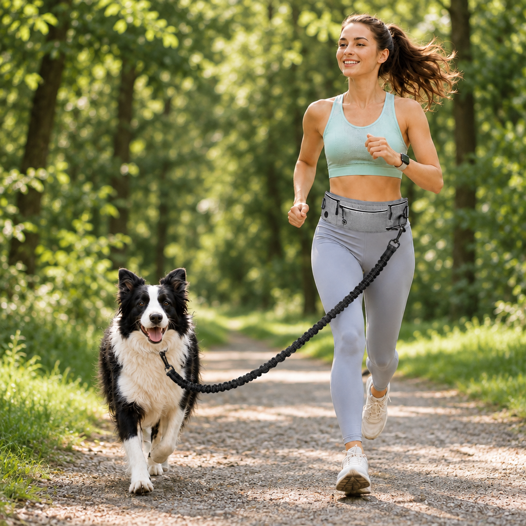 Tailwise Hands-Free Dog Running Leash with Waist Belt
