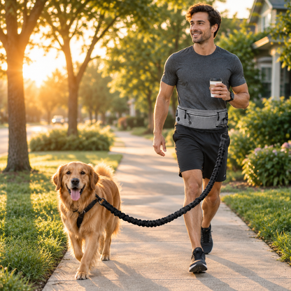 Tailwise Hands-Free Dog Running Leash with Waist Belt