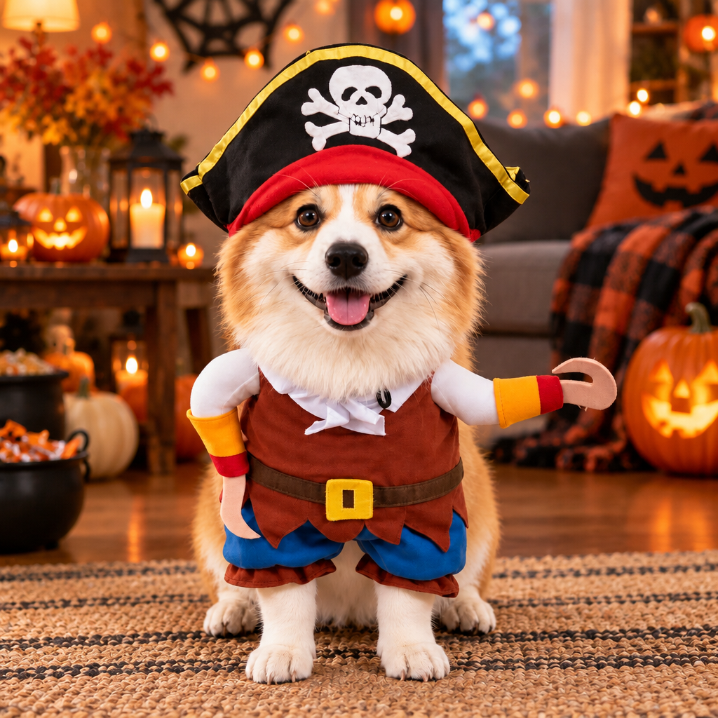 Tailwise Pirate Dog Costume with Hat & Hook Arms