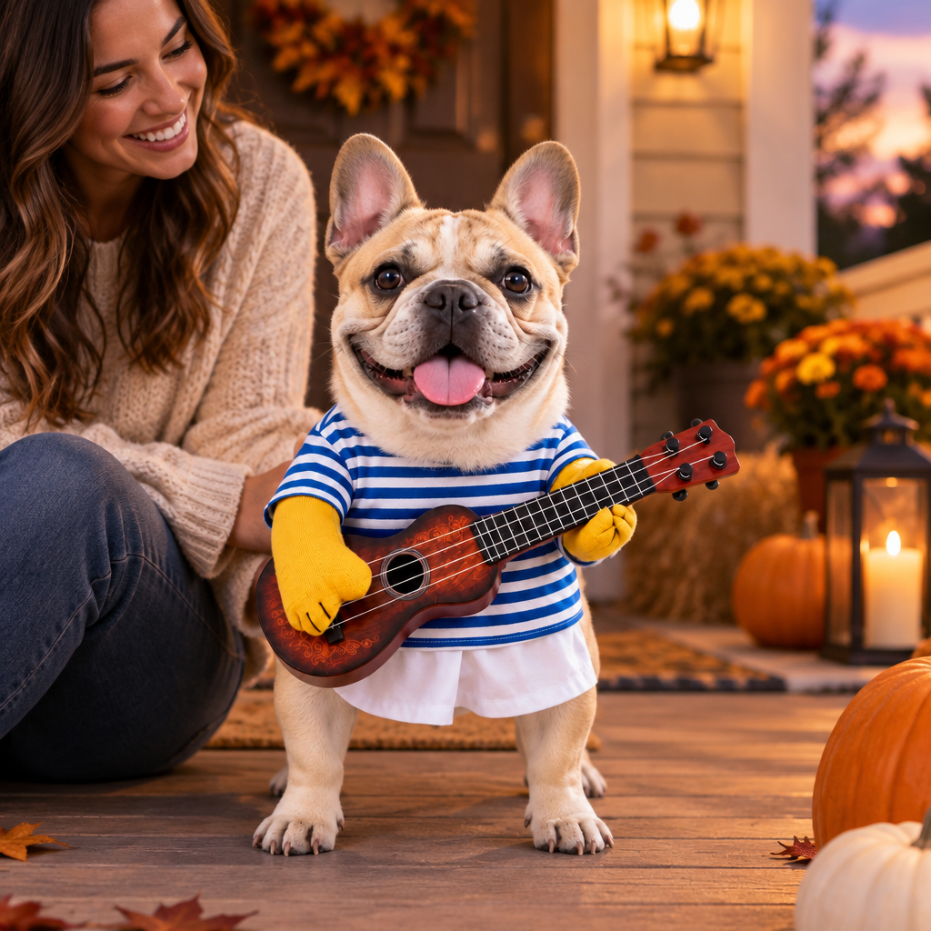 Tailwise Guitar Player Dog Costume with Fake Arms