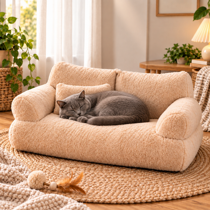 Tailwise Plush Pet Sofa Bed for Cats & Small Dogs